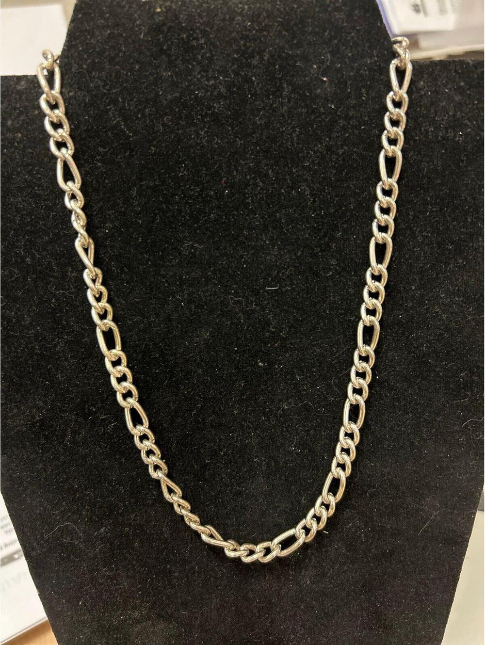 Silver Colored Thicker Figaro Chain Link Necklace